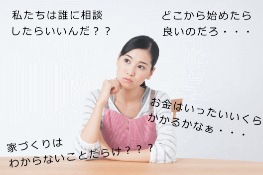 注文住宅を建てるのに始める事。私たちは何から始めたらよいのかわからない。誰か教えて