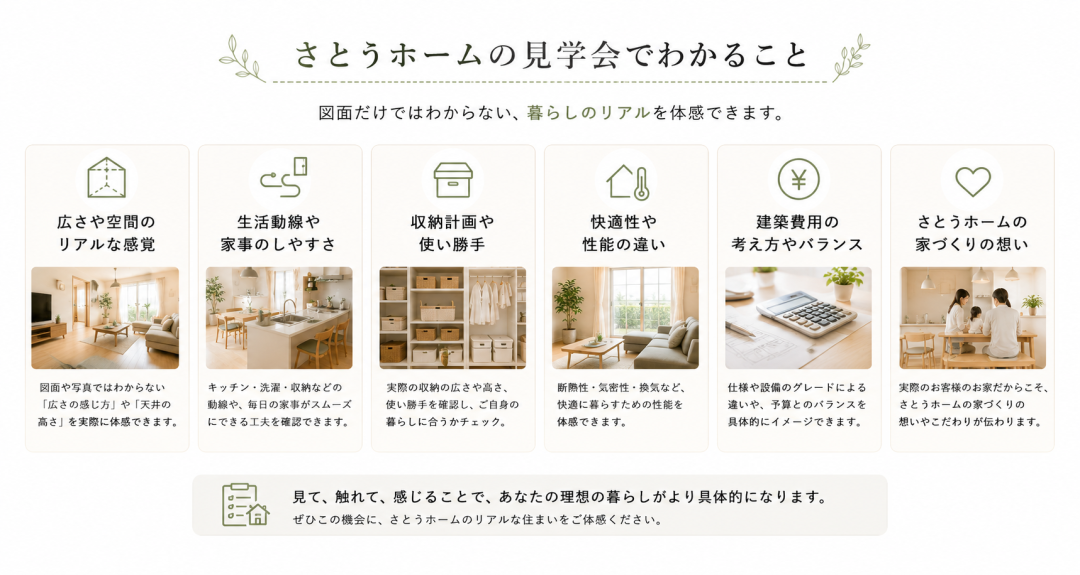 さとうホームのリアル見学会でわかること、体験できること