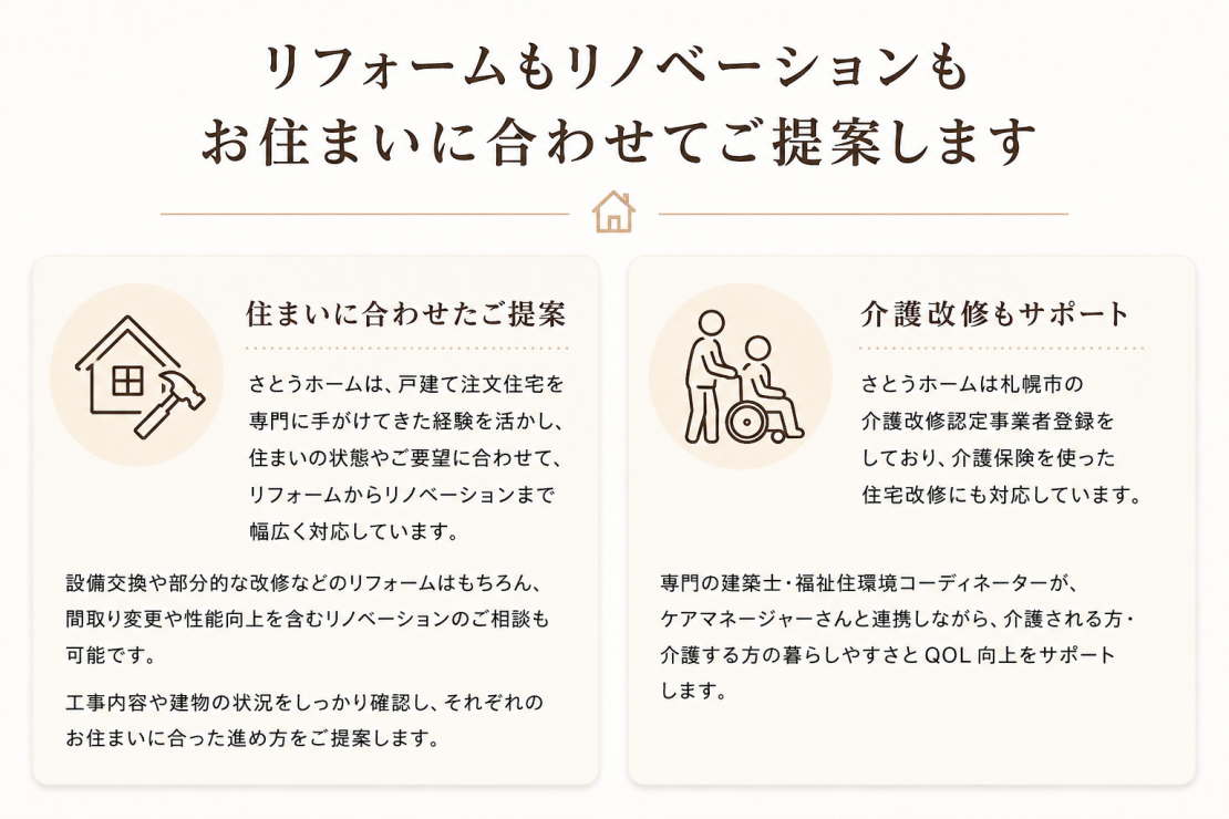 介護改修お任せください！札幌市の指定業者になっております